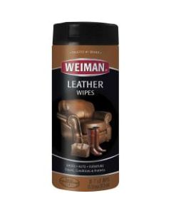 Weiman Products Leather Wipes - Wipe - 7in Width x 8in Length - 30 / Can - 4 / Carton - White