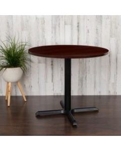 Flash Furniture Round Multipurpose Conference Table, 30inH x 35-1/2inW x 35-1/2inD, Mahogany/Black