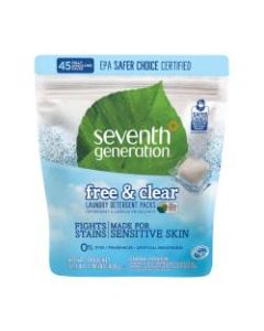Seventh Generation Free & Clear Laundry Detergent Packs, Unscented, Pack Of 45