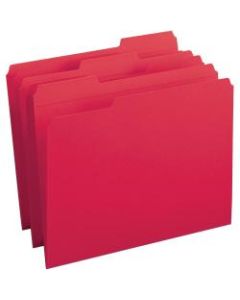 Business Source Reinforced Tab Colored File Folders - Red - 100 / Box