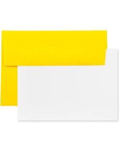 JAM Paper Stationery Set, 5 1/4in x 7 1/4in, 30% Recycled, Set Of 25 White Cards And 25 Yellow Envelopes