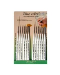 Silver Brush Ultra Mini Series Paint Brush Set, Precision Detail Painting Set, Assorted Sizes, Assorted Bristles, Synthetic, Pearl White, Set Of 12