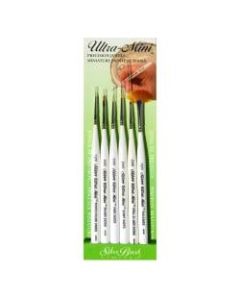Silver Brush Ultra Mini Series Paint Brush Set, Nail Art Set, Assorted Sizes, Assorted Bristles, Syntheitc, Pearl White, Set Of 6