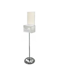 Azar Displays Plastic Suggestion Box, Adjustable Pedestal Floor Stand, With Lock, Large, 6 1/4inH x 9inW x 6 1/4inD, White