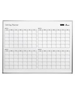 SKILCRAFT 4 Month Non-Magnetic Dry-Erase Whiteboard Calendar Board, 48in x 36in, Silver Aluminum Frame (AbilityOne 7110 01 622 2133)