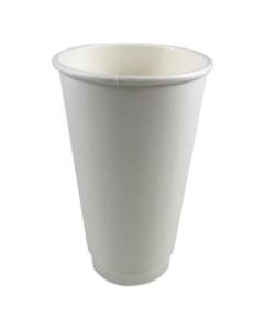 Generic Paper Cups Double-Wall Hot Cups With Lids, 20 Oz, White, Case Of 500