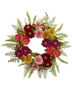 Nearly Natural Plastic Mixed Flower Wreath, 20in, Multicolor
