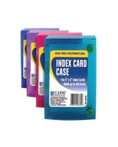 C-Line Index Card Cases, 100-Card Capacity, 3in x 5in, Assorted Colors, Pack Of 24