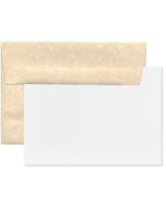 JAM Paper Stationery Set, 5 1/4in x 7 1/4in, 30% Recycled, Set Of 25 White Cards And 25 Natural Envelopes
