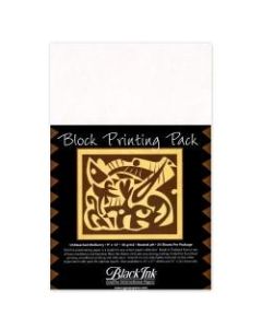 Black Ink Thai Mulberry Block Printing Paper, 9in x 12in, White, Unbleached, Pack Of 25 Sheets
