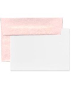 JAM Paper Stationery Set, 5 1/4in x 7 1/4in, 30% Recycled, Set Of 25 White Cards And 25 Pink Envelopes