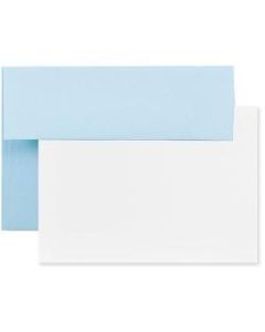 JAM Paper Stationery Set, 5 1/4in x 7 1/4in, Set Of 25 White Cards And 25 Baby Blue Envelopes