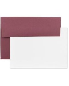JAM Paper Stationery Set, 5 1/4in x 7 1/4in, Set Of 25 White Cards And 25 Burgundy Envelopes