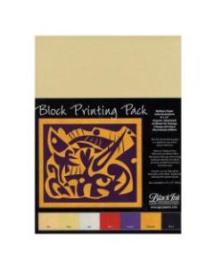 Black Ink Thai Mulberry Block Printing Paper, 9in x 12in, Assorted, Pack Of 24 Sheets