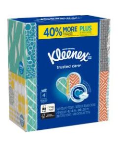Kleenex Trusted Care 2-Ply Facial Tissues, White, 70 Tissues Per Box, Pack Of 4