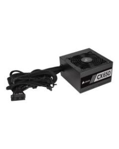 Corsair CX Series CX650 - 650 Watt 80 Plus Bronze Certified ATX PSU - Internal - 120 V AC, 230 V AC Input - 3.3 V DC @ 25 A, 5 V DC @ 25 A, 12 V DC @ 54 A, 12 V DC @ 800 mA, 5 V DC @ 3 A Output - 650 W - 1 +12V Rails - 1 Fan(s)