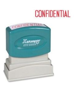 Xstamper One-Color Title Stamp, Pre-Inked, "Confidential", Red