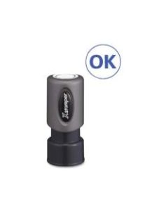 Xstamper Pre-Inked OK Stamp - Message Stamp - "OK" - 0.63in Impression Diameter - Blue - Plastic Cap - Recycled - 1 Each