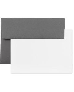 JAM Paper Stationery Set, 5 1/4in x 7 1/4in, Set Of 25 White Cards And 25 Dark Gray Envelopes
