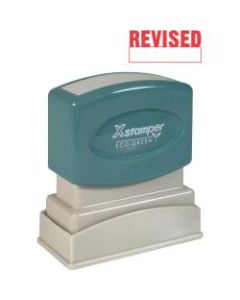 Xstamper One-Color Title Stamp, Pre-Inked, "Revised", Red