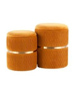 LumiSource Cinch Nesting Ottomans, Orange/Gold, Set Of 2 Ottomans