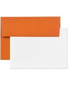 JAM Paper Stationery Set, 5 1/4in x 7 1/4in, Set Of 25 White Cards And 25 Dark Orange Envelopes