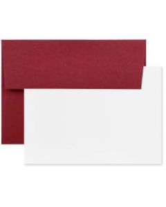 JAM Paper Stationery Set, 5 1/4in x 7 1/4in, Set Of 25 White Cards And 25 Dark Red Envelopes