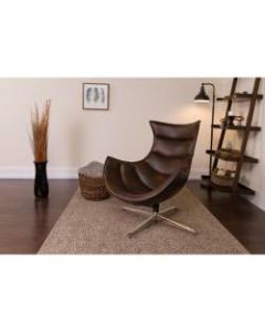 Flash Furniture Cocoon Swivel Chair, Brown/Silver