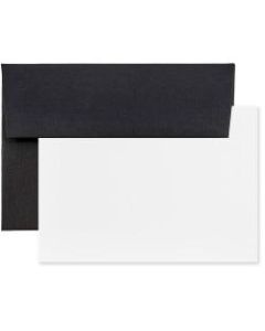 JAM Paper Stationery Set, 5 1/4in x 7 1/4in, 30% Recycled, Set Of 25 White Cards And 25 Black Envelopes