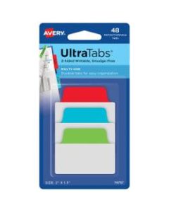 Avery UltraTabs 2-Sided Writable Tabs, 2in x 1-1/2in, Multicolor, Pack Of 48 Tabs