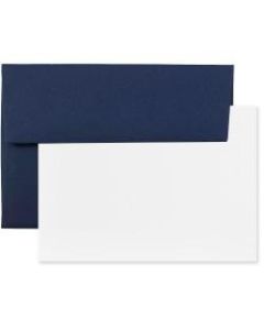 JAM Paper Stationery Set, 5 1/4in x 7 1/4in, Set Of 25 White Cards And 25 Navy Blue Envelopes