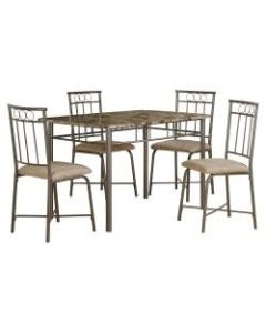 Monarch Specialties Adam Dining Table With 4 Chairs, Cappuccino/Bronze