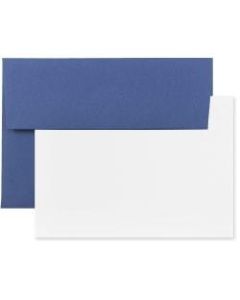 JAM Paper Stationery Set, 5 1/4in x 7 1/4in, Set Of 25 White Cards And 25 Presidential Blue Envelopes