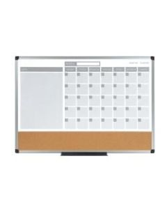 MasterVision 3-In-1 Cork Planner Board, 24in x 36in, Aluminum, Plastic Frame