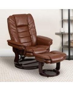 Flash Furniture LeatherSoft Recliner And Ottoman, Vintage Brown/Mahogany