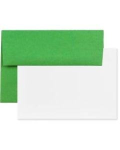 JAM Paper Stationery Set, 4 3/4in x 6 1/2in, 30% Recycled, Green/White, Set Of 25 Cards And Envelopes