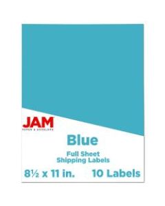 JAM Paper Full-Page Mailing And Shipping Labels, 337628605, 8 1/2in x 11in, Blue, Pack Of 10