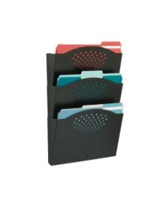 Safco Steel Triple-Tray Letter-Size Wall Pocket, 17 1/4inH x 12inW x 3 1/4inD, Black