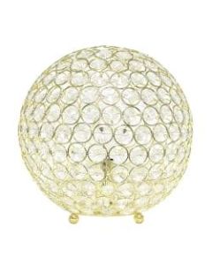 Elegant Designs Crystal Ball Table Lamp, 10inH, Gold