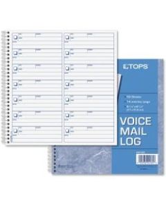 TOPS Voice Message Log Book - 50 Sheet(s) - 24 lb - Spiral Bound - 8 1/2in x 8 1/4in Sheet Size - White - Blue Print Color - 1 Each