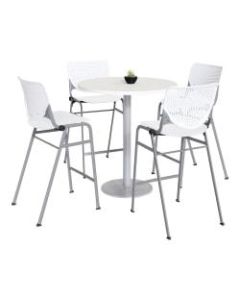KFI Studios KOOL Round Pedestal Table With 4 Stacking Chairs, 41inH x 36inD, Designer White/White