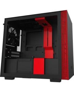 NZXT Mini-ITX Case with Tempered Glass - Mini-tower - Matte Black, Red - Hot Dip Galvanized Steel, Tempered Glass - 5 x Bay - 2 x 4.72in x Fan(s) Installed