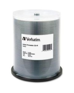 Verbatim Inkjet-Printable CD-R Disc Spindle, Silver, Pack Of 100