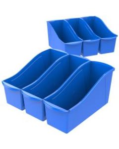 Storex Book Bins, Medium Size, Blue, Pack Of 6