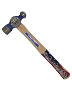 Commercial Ball Pein Hammer, Hickory Handle, 13-3/4 in, Forged Steel 16 oz Head