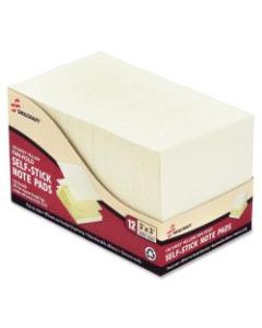 SKILCRAFT Self-Stick Fan Fold Note Pads, 30% Recycled, 3in x 3in, Yellow, 100 Sheets Per Pad, Pack Of 12 (AbilityOne 7530-01-352-6616)