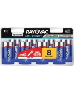 Rayovac Alkaline D Batteries - For Toy, Flashlight, LED Light - D - 1.5 V DC - 8 / Pack