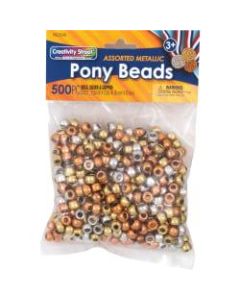 Pacon Metallic Pony Beads - Skill Learning: Arts & Crafts, Creativity - Assorted