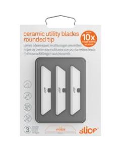 Slice Rounded Tip Ceramic Utility Blades - 2.60in Length - Non-conductive, Non-magnetic, Rust Resistant, Reversible, Non-sparking - Zirconium Oxide - 3 / Pack - White