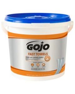 GOJO Fast Textured Wet Shop Towels, Citrus Scent, Bucket Of 130 Towels, Case Of 4 Buckets